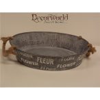   Tál fém többnyelvű FLOWER felirattal 2füles 31x7cm fekete