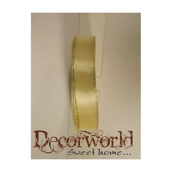 Szatén szalag 20mm x 25yard krém, arany szegélyes