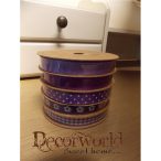 Szalag textil 5m 5csík mintás lila