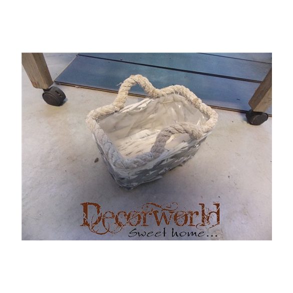 Kosár vessző szögletes füles 23x13,5x10cm szürke