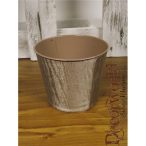 Kaspó cink kerek 9x10cm bársony hatású - Világosbarna