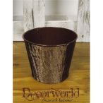 Kaspó cink kerek 9x10cm bársony hatású - Sötétbarna