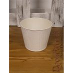 Kaspó cink kerek 9x10cm bársony hatású - Fehér