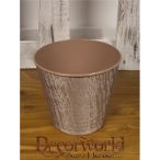 Kaspó cink kerek 14x13cm bársony hatású - Világosbarna