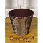 Kaspó cink kerek 14x13cm bársony hatású - Sötétbarna