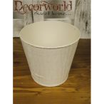 Kaspó cink kerek 14x13cm bársony hatású - Fehér