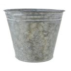 Kaspó fém 15x12cm fenyőfával - Szürke