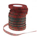 Szalag textil 1,2cm*50y kockás zöld-piros