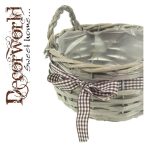 Kosár vessző kerek D16 H10 masnis mosott szürke