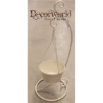 Kaspó fém akasztós tartóval tört fehér