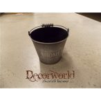   Kaspó fém 13,5xH11cm "Home" feliratos kerek füles szürke