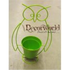 Kaspó fém bagolyos tartón 27x14xH41cm zöld