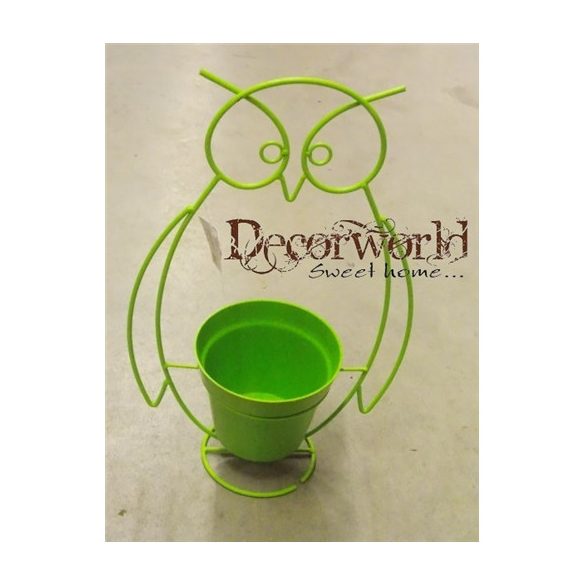 Kaspó fém bagolyos tartón 27x14xH41cm zöld