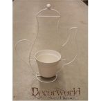 Kaspó fém teáskanna tartón 34x14xH41cm fehér