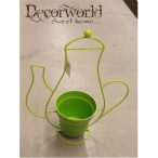 Kaspó fém teáskanna tartón 34x14xH41cm zöld