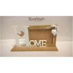   Képkeret fa "Home" felirattal, madárral 21x4,5x11cm