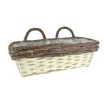   Kosár vessző szögletes 36x14x12,5cm felra akasztható natúr-fehér