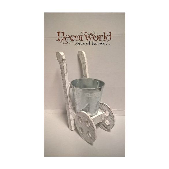 Kaspó cink D11,5x11cm fa tartón ezüst