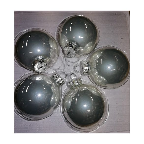 Üveggömb 6cm s/5 pearl ezüst