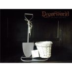   Kaspó fém/műa ásó dekorral WELCOME felirattal 14x23x35cm barna/fehér