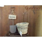   Kaspó fém/műa ásó dekorral WELCOME felirattal 19x32x49 barna/fehér