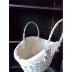 Kosár vessző ovális textil szél szürke L