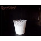 Kaspó cink kerek csipke mintával 18x16,5cm - Fehér