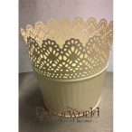 Kaspó cink kerek csipke mintával 13x12,5cm - Sárga