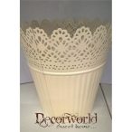 Kaspó cink kerek csipke mintával 15x15cm - Sárga