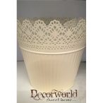 Kaspó cink kerek csipke mintával 18x16,5cm - Sárga