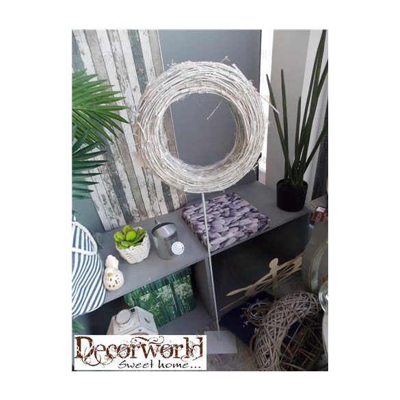 Koszorú rattan kerek 40x8,5 - Fehér