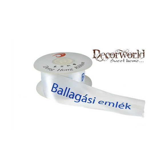 Szalag szatén 38mmx10m kék "Ballagási emlék" feliratos fehér