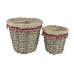 Kosár fonott/textil szél kerek szürke-barna