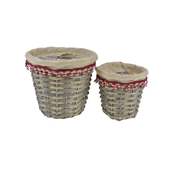 Kosár fonott/textil szél kerek szürke-barna