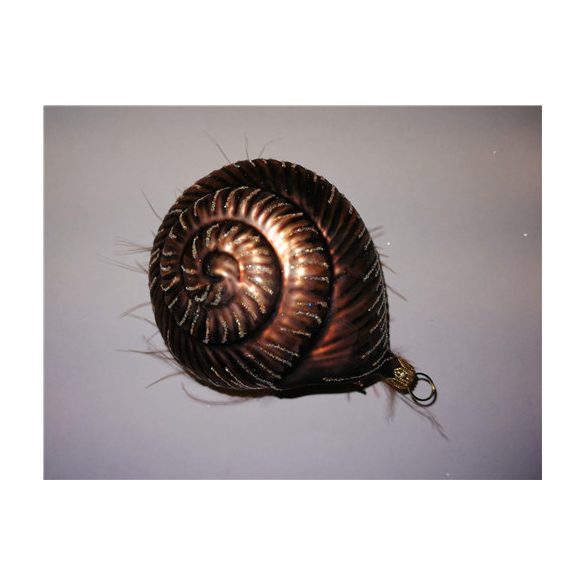 Dísz üveg csigaház 8cm barna