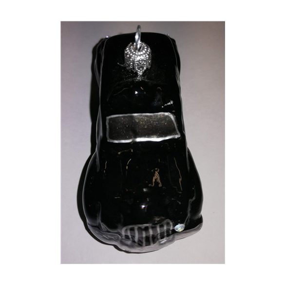 Dísz üveg autó 10cm fekete