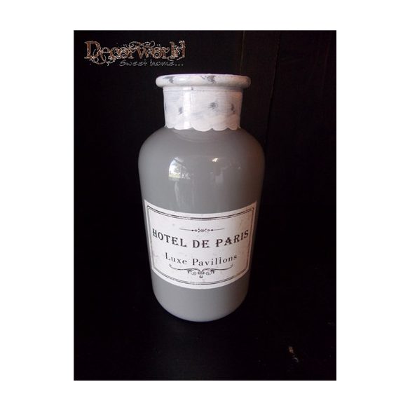 Palack üveg címkével 10x20cm szürke