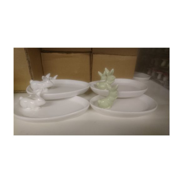 Tál kerámia nyúllal 13cm - Fehér