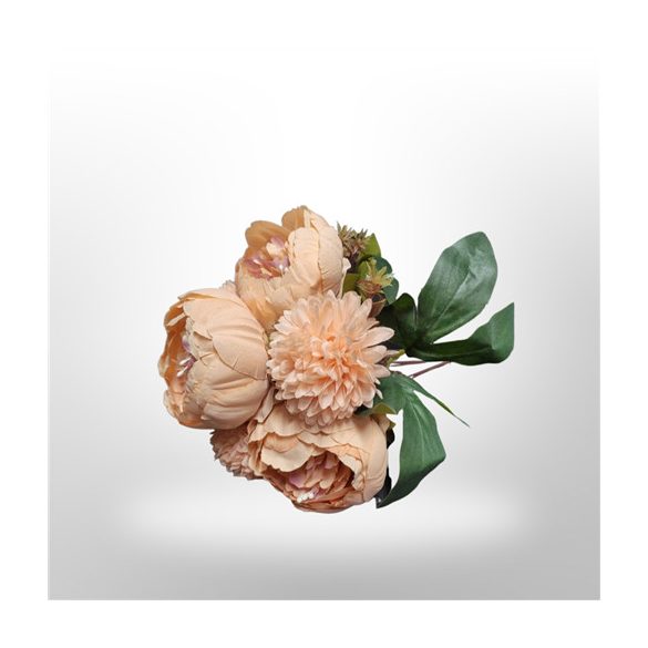 Selyemvirág csokor 7 fejes peonia 40 cm - Vintage színek