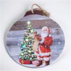 Ablakdísz vászon mikulással 30cm LED-es