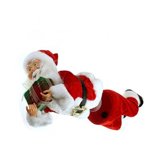 Télapó repülő textil/plasztik 48cm ajándékkal tapadó koronggal - Piros