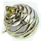 Műanyag gömb hullám mintás 8 cm - Fehér/arany