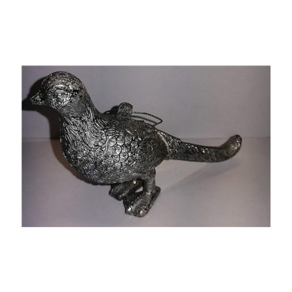 Madár műanyag akasztós 12x4x8,5cm - Ezüst