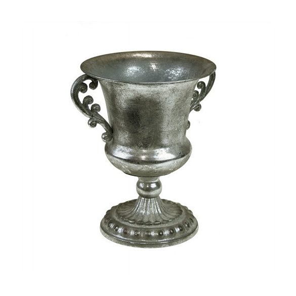 Kaspó fém kehely D19 H26 antik ezüst