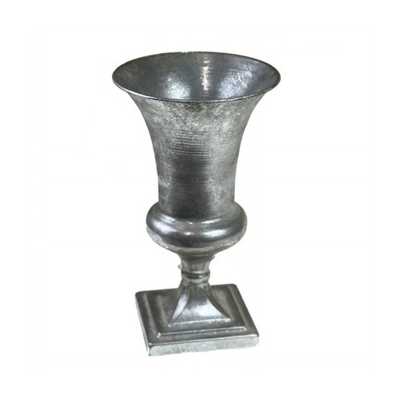 Kaspó fém kehely D16,5 H29 antik ezüst