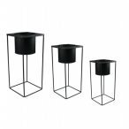 Kaspó fém tartón - Fekete S/3