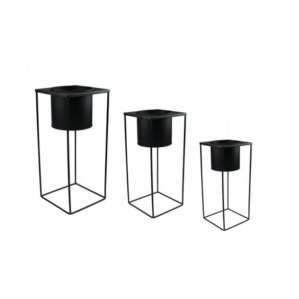 Kaspó fém tartón - Fekete S/3