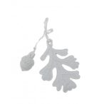 Levél/makk poly 8,5x4cm akasztós - Fehér