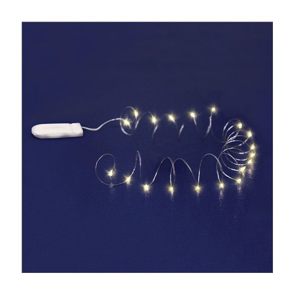 Fényfüggöny 20 micro LED-es Micro elemtartóval, - Színes