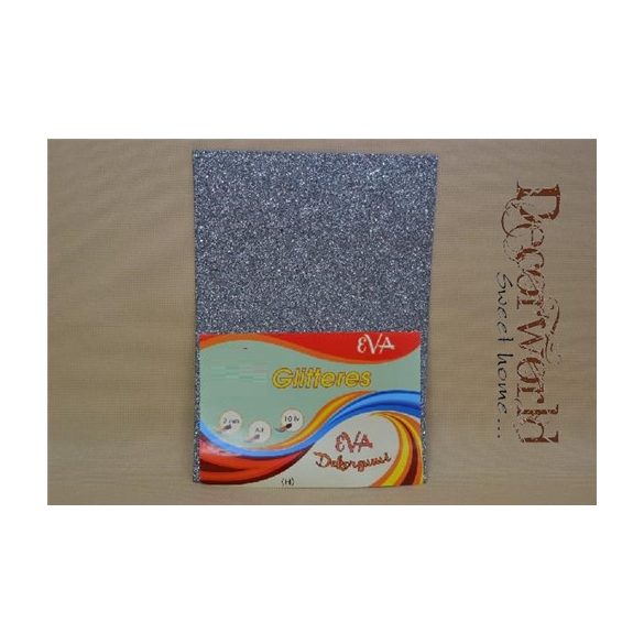 Dekorgumi glitteres 2mm A4 - Szürke 10db